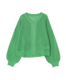 AMERICAN HOLIC 【先行予約】ジップアップメッシュニットカーディガン【WEB限定カラー有り】