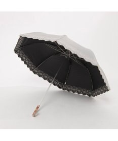 UNBILLION カシュネ cachenez / PUフラワーボーラー刺繍トップレス2段折りたたみ傘