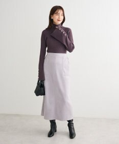 Green Parks ・ｓｗｉｎｇ　ｂｙ　袖パールボタンフレアリブニット