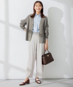 組曲 【洗える】ギャザーライトデシン パンツ ロング丈