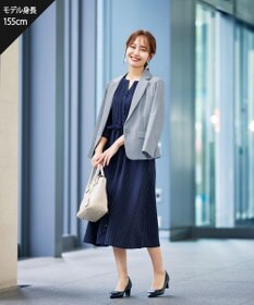 Tiaclasse L 【新色追加・洗える】配色キーネックストライプワンピース