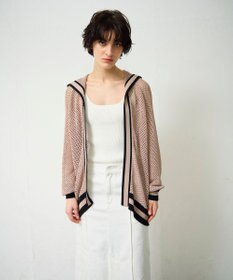 GRACE CONTINENTAL メッシュラインニットフーディ