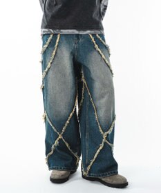 WEGO 【ユニセックス着用ITEM】フリンジデニムパンツ