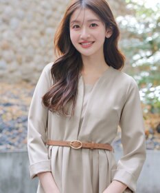 Tiaclasse L 【ダブルクロス・洗える】 ナローVネックワンピース