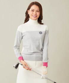 23区GOLF 【WOMEN】【ウォッシャブル】カラーブロックモックネック ニット