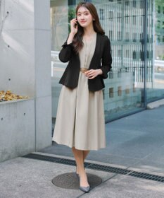 Tiaclasse L 【ダブルクロス・洗える】 ナローVネックワンピース