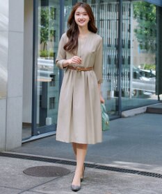 Tiaclasse L 【ダブルクロス・洗える】 ナローVネックワンピース