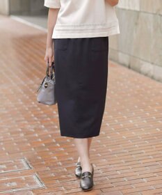 J.PRESS LADIES 【WEB限定カラーあり・洗える・接触冷感・吸水速乾】Lightジョーゼット ナロー スカート ダークネイビー系