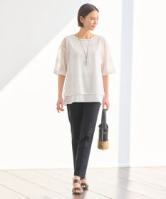 自由区 【洗える・XSサイズあり】レースEDGE Tシャツ＆インナータンクトップセット トップス