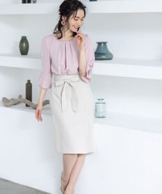 Tiaclasse L 【洗える】快適な履き心地のダブルクロスセミタイトスカート