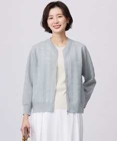 J.PRESS LADIES L 【洗える】SHEER JACQUARD ニット ブルゾン