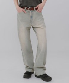 WEGO 【ウエスト調整可】ストレートデニムパンツ