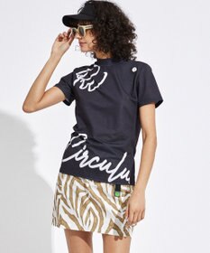 PW CIRCULUS 【吸水速乾 / 伸縮性抜群】【WOMEN】筆記体ロゴ COOLベンチレーションモック T ブラック系