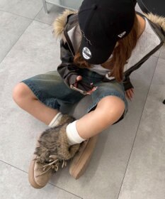 WEGO ボリュームファーレースアップFムートンブーツ