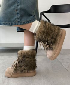 WEGO ボリュームファーレースアップFムートンブーツ