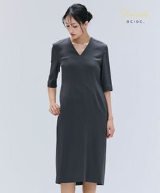 BEIGE， 【洗える】CINDY / Vネックハーフスリーブワンピース