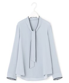 ICB L 【接触冷感・UVケア・速乾・洗える】BackSatinAmunzen 配色ボウタイブラウス