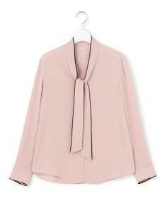 ICB L 【接触冷感・UVケア・速乾・洗える】BackSatinAmunzen 配色ボウタイブラウス