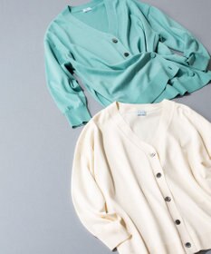 組曲 【加藤ローサさん着用 / 2WAY】スムースストレッチカシュクール カーディガン