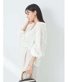 earth music&ecology コットンボイルギャザーシャツ