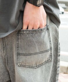 WEGO 【ユニセックス着用ITEM/SMLサイズ展開】ルーズテーパードデニムパンツ