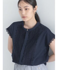 Te chichi 【接触冷感/イージーケア】フロントレースフレンチスリーブブラウス