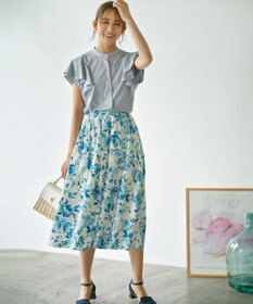 組曲 【UVケア】プレーティング天竺 パールボタンブラウス