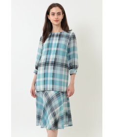 DAKS ビッグトランスチェックシフォンワンピース