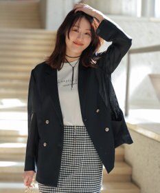 ANY SIS シアーメッシュ ダブルジャケット ネイビー