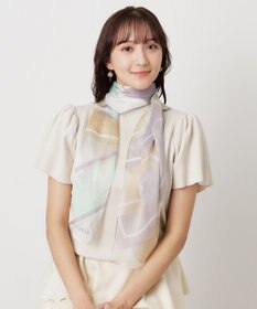 MOONBAT 【シルク100%】フルラ (FURLA) シルクシフォンロングスカーフ アーチロゴ 150cm×35cm