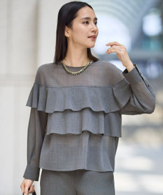 自由区 【カタログ掲載】TWハイツイストビエラフリル ブラウス TOPグレー