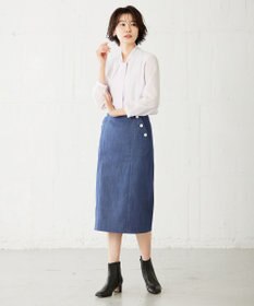 J.PRESS LADIES L 【洗える】 セルロースシャンブレー タイト ナロー スカート