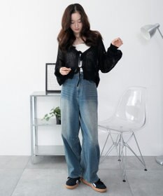 WEGO 【25年秋冬新作】モヘアタッチ2WAYリボンカーデ