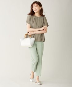 J.PRESS LADIES S 【シワになりにくい】コットンフィッティーシャーク テーパードパンツ