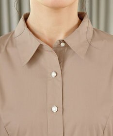 Tiaclasse L 【洗える】パール釦フレアシャツワンピース