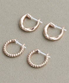 Phoebe 【金属アレルギー対応】ウェーブフープセラミックピアス　シャンパンゴールド