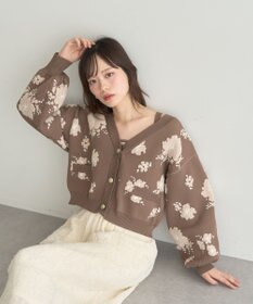 earth music&ecology SET2点フラワージャガードカーデ+ビスチェ