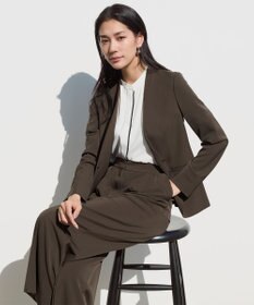 ICB L 【人気のため新色追加・接触冷感・UVケア・速乾・洗える】BackSatinAmunzen 5分袖バンドカラーブラウス