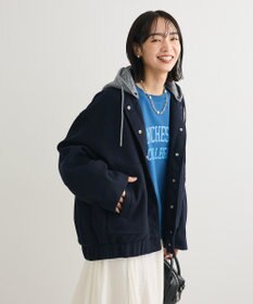 Green Parks ニットフード付きウーリーブルゾン