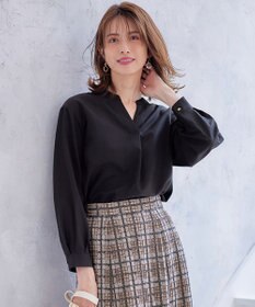 ANY SIS L 【AIコラボ】スタンドカラースキッパー ブラウス