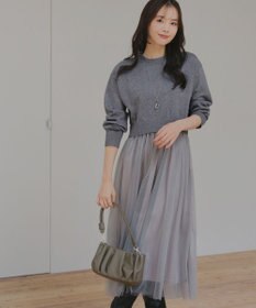 Tiaclasse 【洗える】チュールレースドッキングワンピース