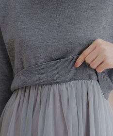 Tiaclasse 【洗える】チュールレースドッキングワンピース