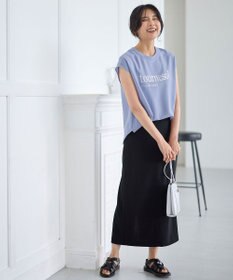 ANY L 【ウエストゴム】カットジョーゼットタイトスカート