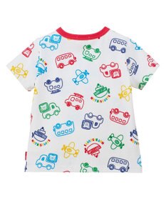 MIKI HOUSE HOT BISCUITS 【80-120cm】ビーンズ×乗り物 総柄 半袖Tシャツ