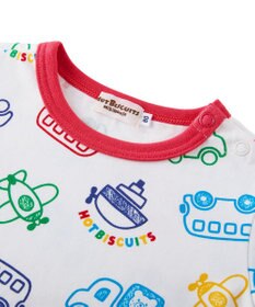 MIKI HOUSE HOT BISCUITS 【80-120cm】ビーンズ×乗り物 総柄 半袖Tシャツ