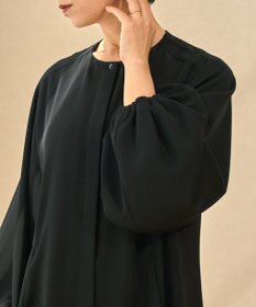 muuc ブラックフォーマルドレス〈礼服・ 喪服・日本製・オールシーズン〉〈上品なAライン・袖口ゴム・体型カバー・美しい落ち感〉〈冠婚葬祭・卒入学・日常着・前開き羽織り〉