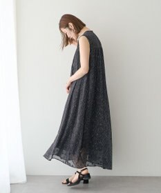 YECCA VECCA シアードット柄ギャザーワンピース