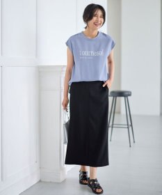 ANY L 【ウエストゴム】カットジョーゼットタイトスカート