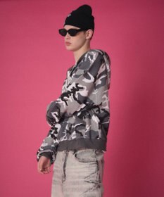 WEGO 【ユニセックス着用ITEM】ワッフルグラフィックカットZIPパーカー