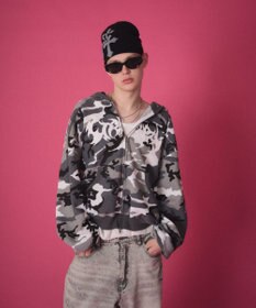 WEGO 【ユニセックス着用ITEM】ワッフルグラフィックカットZIPパーカー